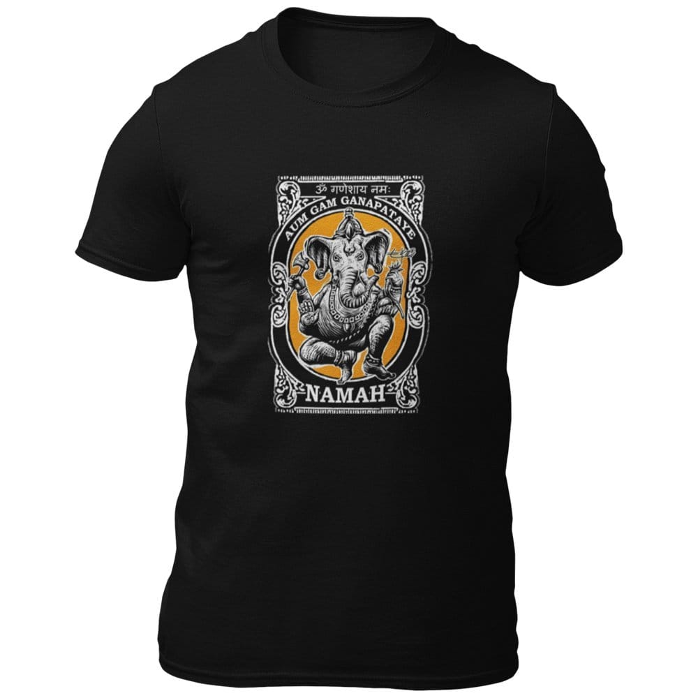 EqualLife Pure Cotton Bio-Washed Chest Printed T-Shirt - Hindu God - Ganesha Design 8 - by ZingerTees-Men-EL9120548-M