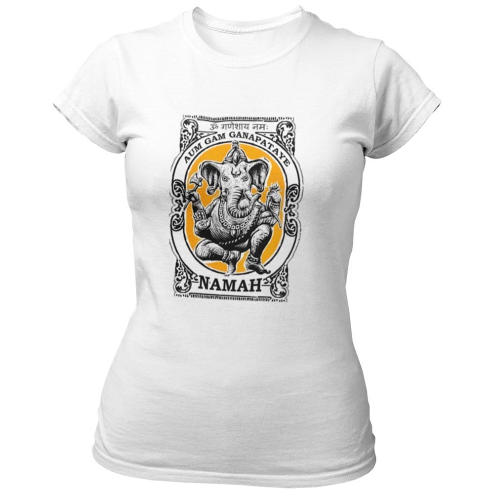 EqualLife Pure Cotton Bio-Washed Chest Printed T-Shirt - Hindu God - Ganesha Design 8 - by ZingerTees-Women-EL9120548-F