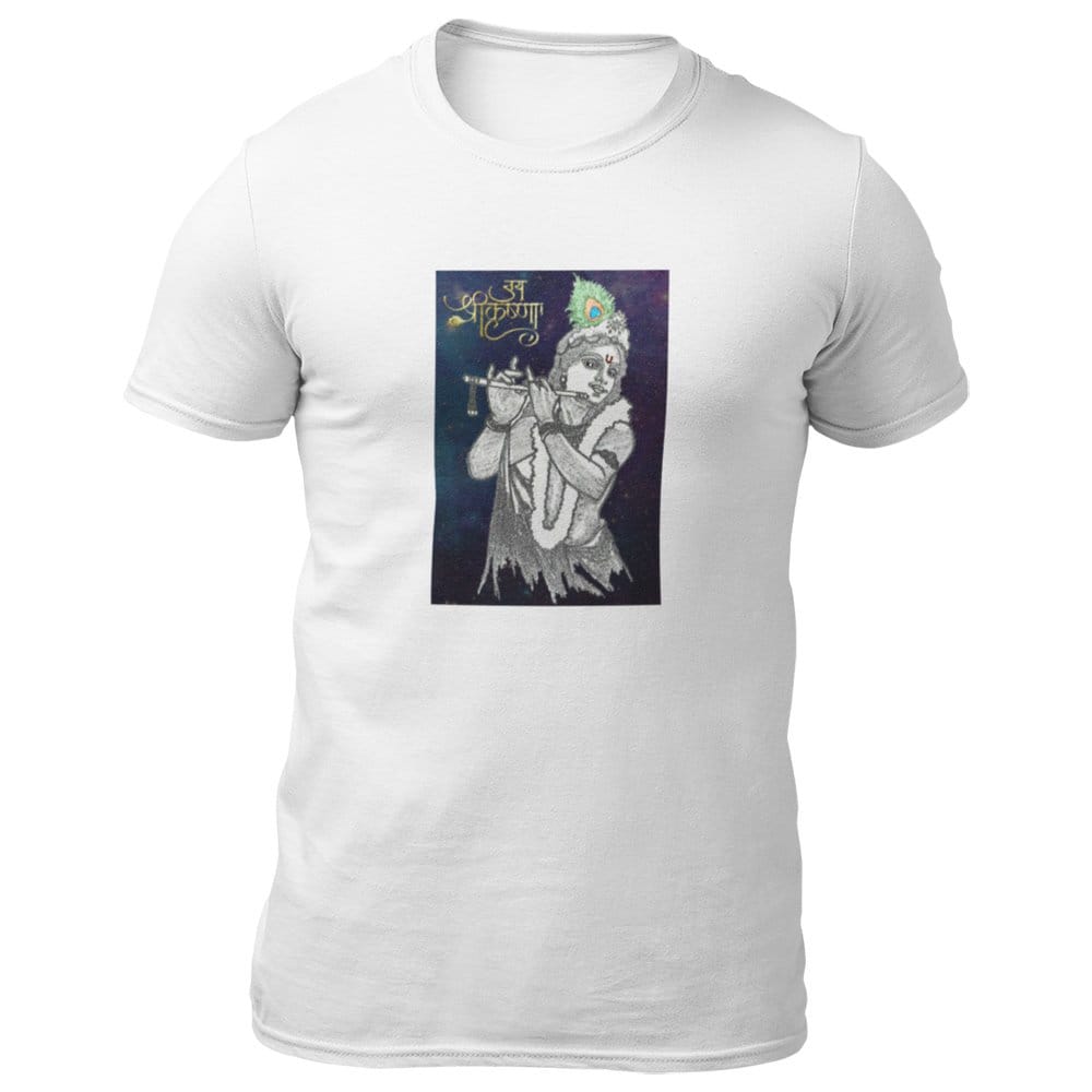 EqualLife Pure Cotton Bio-Washed T-Shirt Chest Printed-Hindu God Lord Krishna-Design-4-by ZingerTees-Men-EL9120442-M