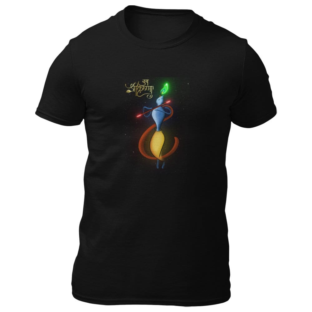 EqualLife Pure Cotton Bio-Washed T-Shirt Chest Printed-Hindu God Lord Krishna-Design-3-by ZingerTees-Men-EL9120441-M