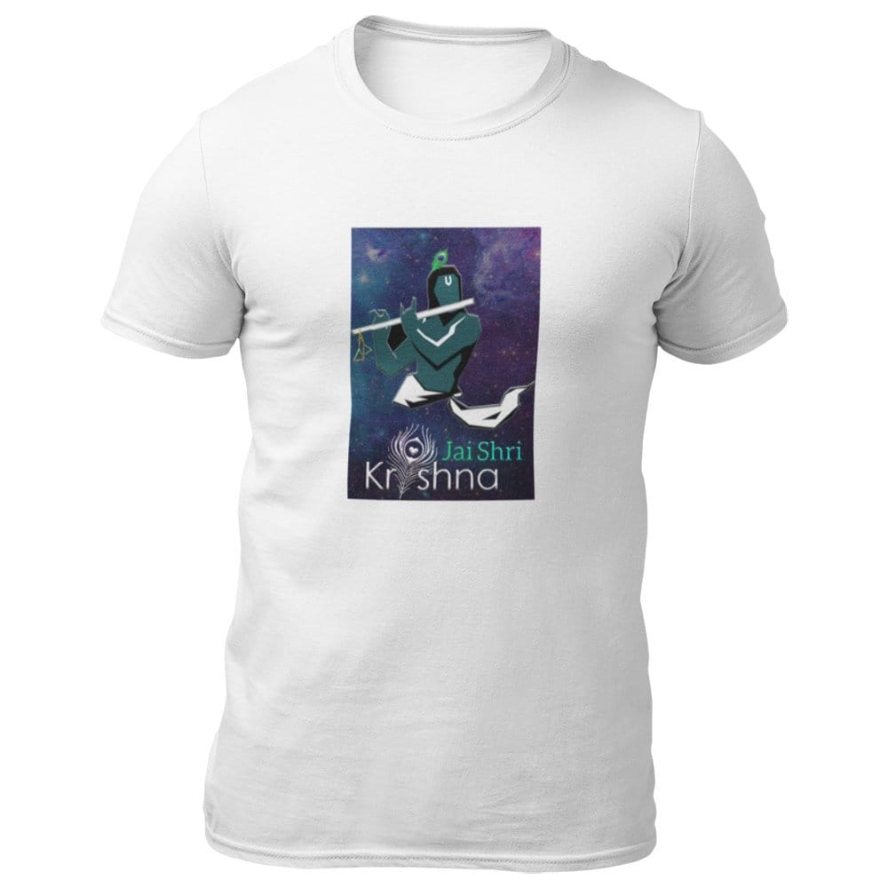 EqualLife Pure Cotton Bio-Washed T-Shirt Chest Printed-Hindu God Lord Krishna-Design-2-by ZingerTees-Men-EL9120440-M