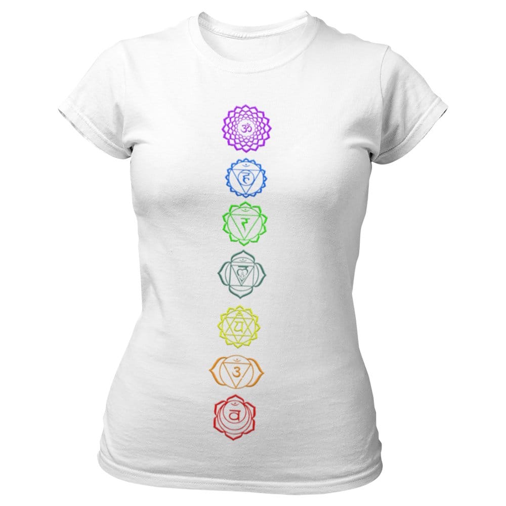 EqualLife Pure Cotton Bio-Washed T-Shirt Chest Printed-Hindu Energy Chakra Design-by ZingerTees-Women-EL9120439-F
