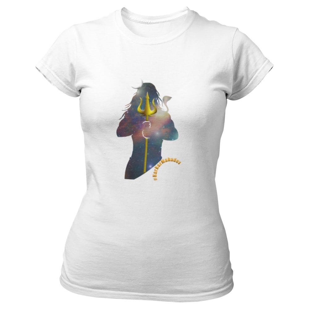 EqualLife Pure Cotton Bio-Washed T-Shirt Chest Printed-Hindu God Lord Shiva-Design-6-by ZingerTees-Women-EL9120375-F