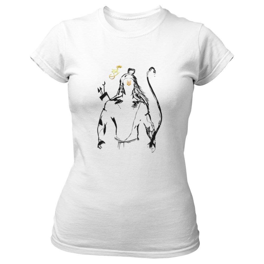 EqualLife Pure Cotton Bio-Washed T-Shirt Chest Printed-God Series - Lord Ram-3-The Supreme Being Design-by ZingerTees-Women-EL9120321-F