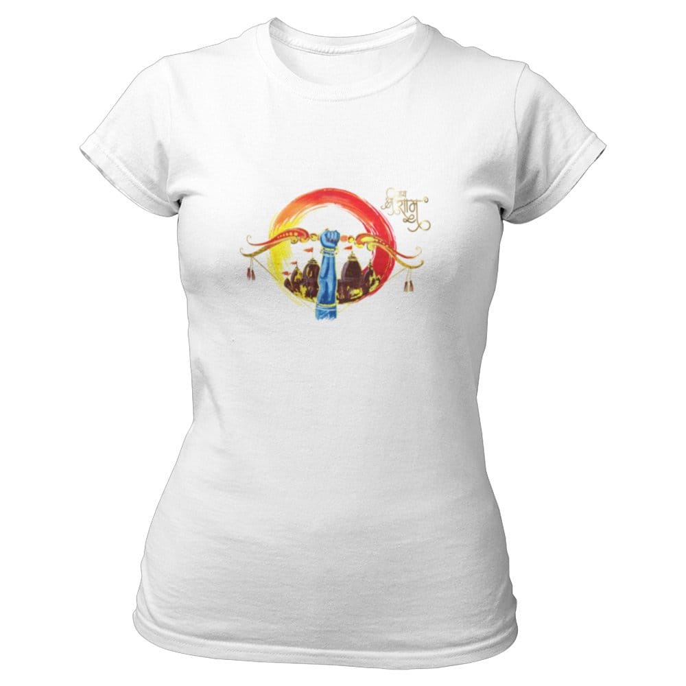 EqualLife Pure Cotton Bio-Washed T-Shirt Chest Printed-God Series - Lord Ram-1-The Supreme Design-by ZingerTees-Women-EL9120314-F