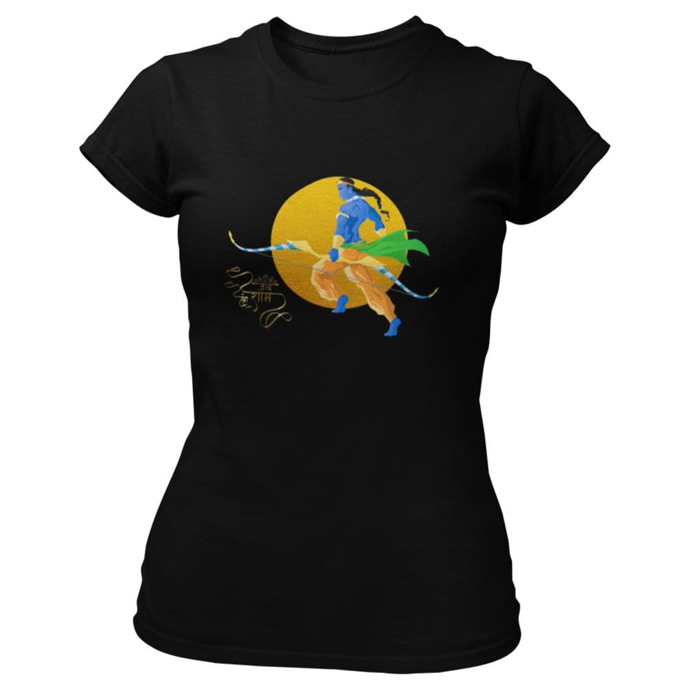 EqualLife Pure Cotton Bio-Washed T-Shirt Chest Printed-God Series - Lord Ram-2-The Destroyer of Evil Design-by ZingerTees-Women-EL9120315-F
