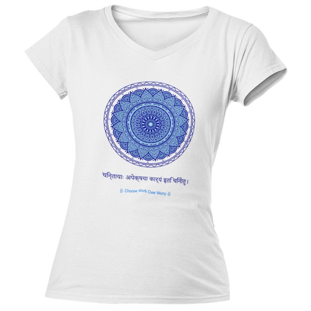 EqualLife Pure Cotton Bio-Washed T-Shirt Chest Printed-Mandala Design with Inspirational Ancient Indian Vedic Quotes -6-by ZingerTees-Women-EL9120197-F