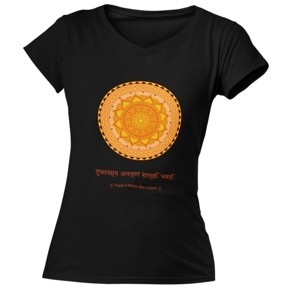 EqualLife Pure Cotton Bio-Washed T-Shirt Chest Printed-Mandala Design with Inspirational Ancient Indian Vedic Quotes -7-by ZingerTees-Women-EL9120198-F