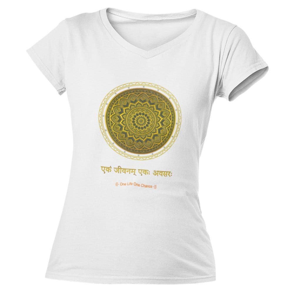 EqualLife Pure Cotton Bio-Washed T-Shirt Chest Printed-Mandala Design with Inspirational Ancient Indian Vedic Quotes -8-by ZingerTees-Women-EL9120199-F
