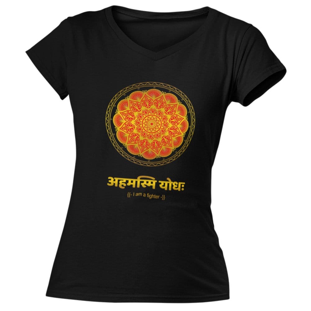 EqualLife Pure Cotton Bio-Washed T-Shirt Chest Printed-Mandala Design with Inspirational Ancient Indian Vedic Quotes -11-by ZingerTees-Women-EL9120202-F