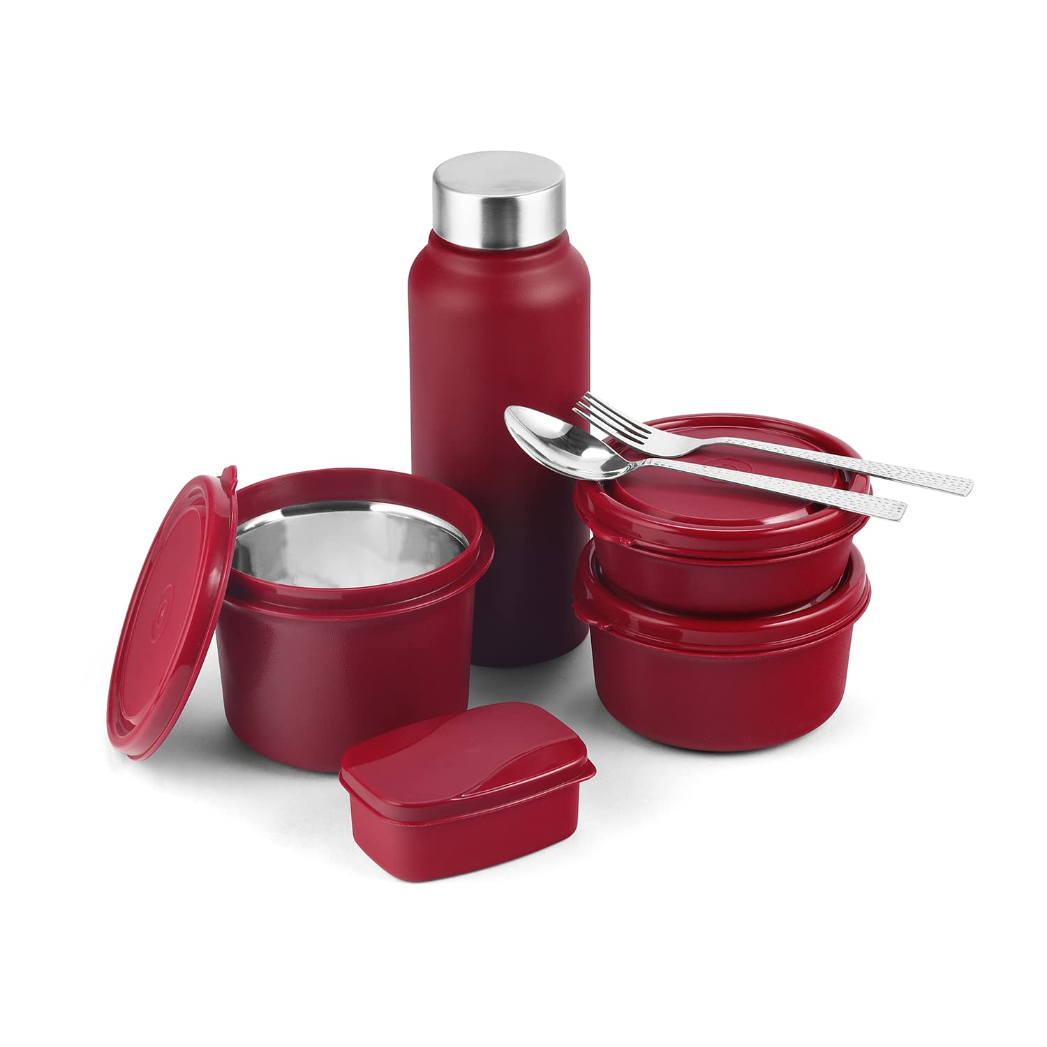 Lunch Box with Bottle, 3 Stainless Steel Containers