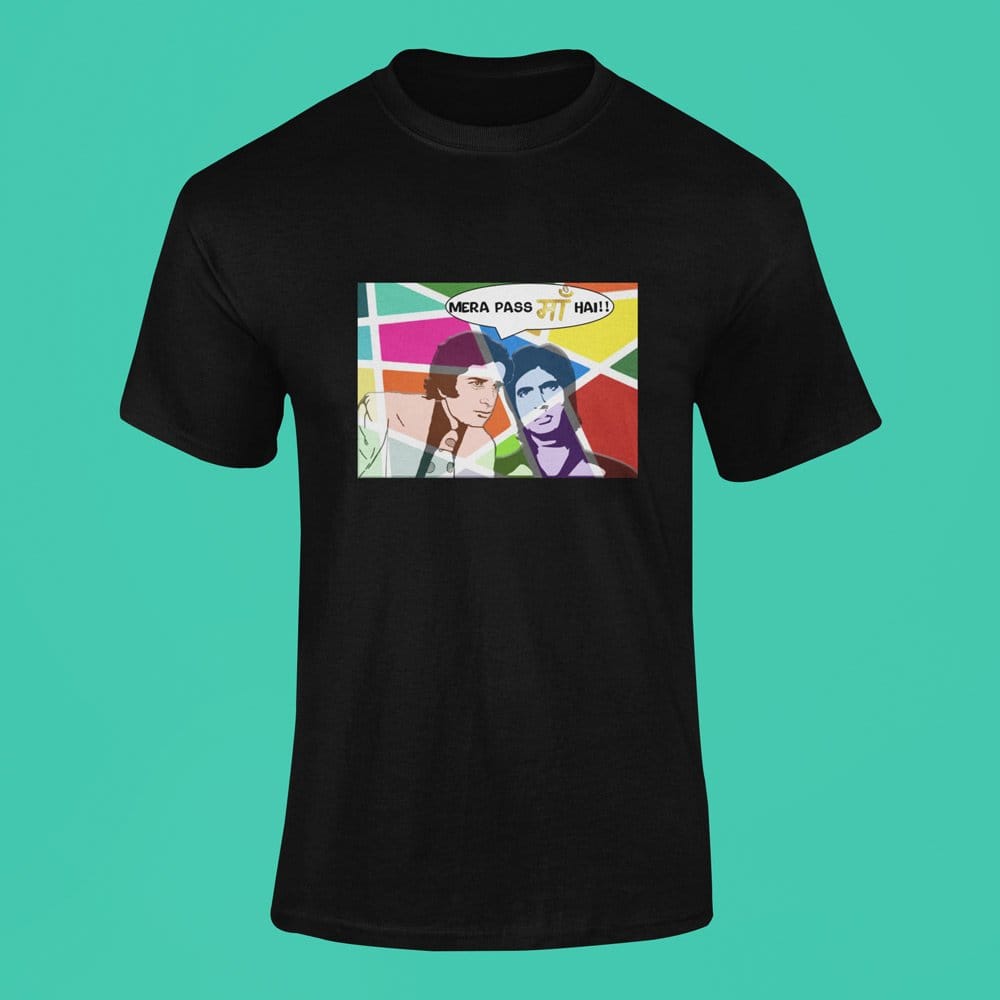 EqualLife Pure Cotton Bio-Washed T-Shirt Chest Printed-Mere Pass Maa Hai-by ZingerTe-Men-EL9120055-M