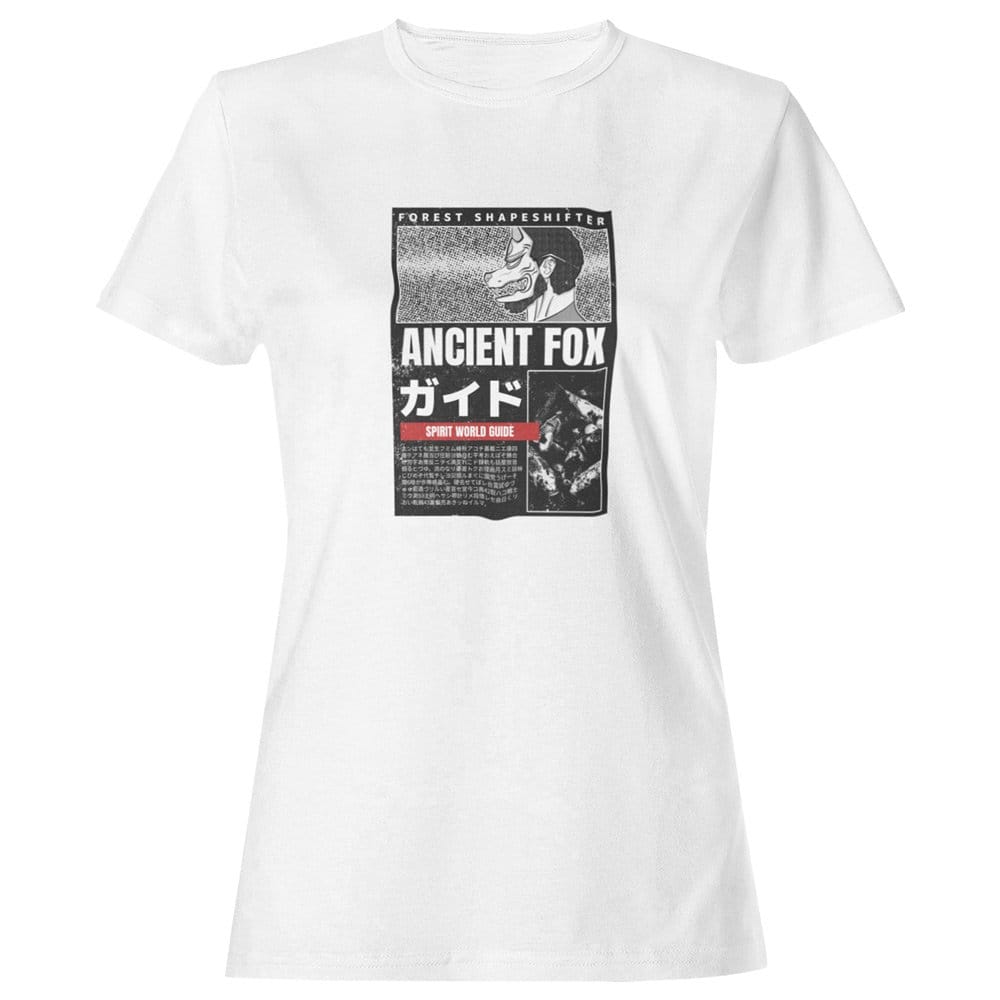 EqualLife Pure Cotton Bio-Washed T-Shirt Chest Printed-Japanese Anime Art Series - 1 - Ancient Fox Design-by ZingerTees-Women-EL9120215-F