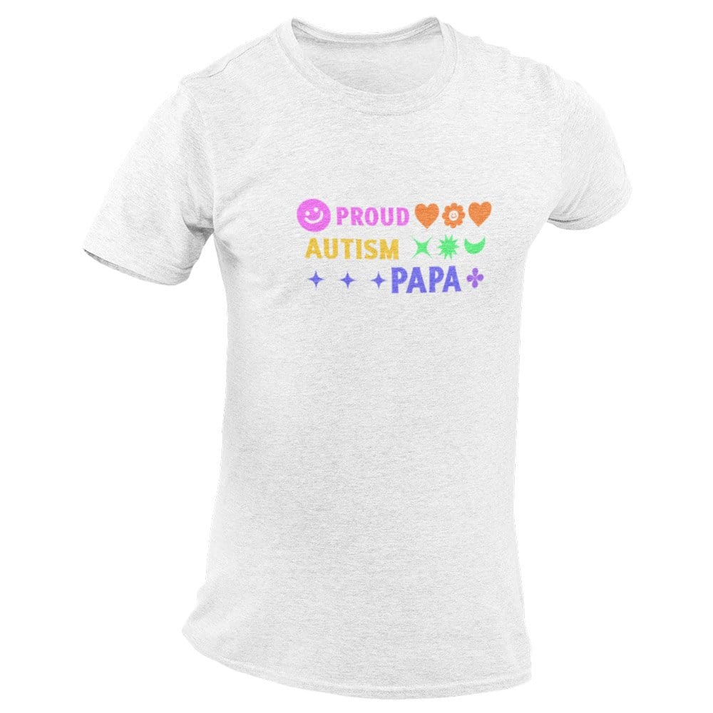 EqualLife Pure Cotton Bio-Washed T-Shirt Chest Printed-Autism Acceptance Series - Proud Autism Papa Design-by ZingerT-Men-EL9120240-M