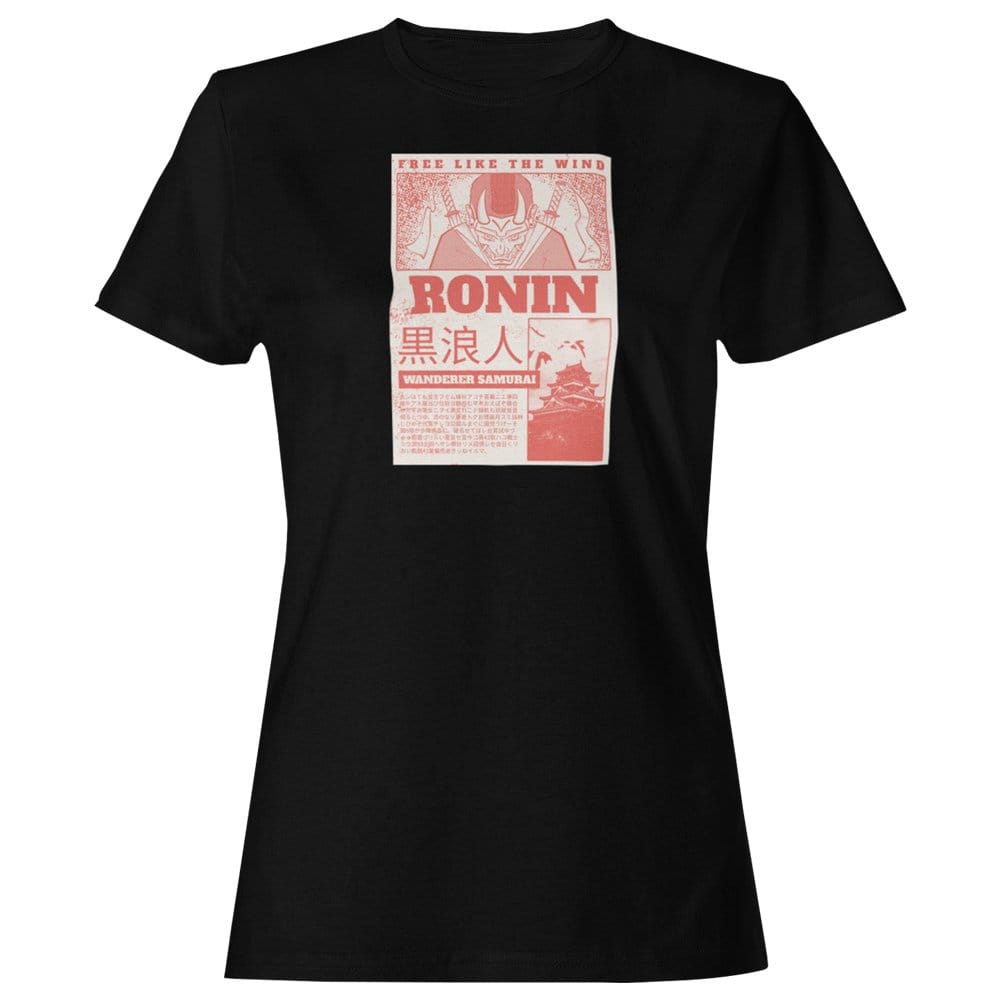 EqualLife Pure Cotton Bio-Washed T-Shirt Chest Printed-Japanese Anime Art Series - 4 - Ronin The Wanderer Samurai Design-by ZingerTees-Women-EL9120218-F