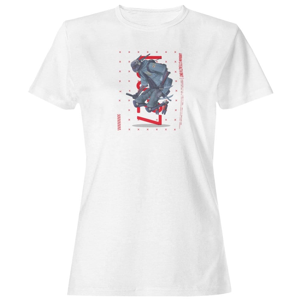 EqualLife Pure Cotton Bio-Washed T-Shirt Chest Printed-Japanese Anime Art Series - 8 - Mecha U27 Urban Stealth Unit Design-by ZingerTees-Women-EL9120222-F