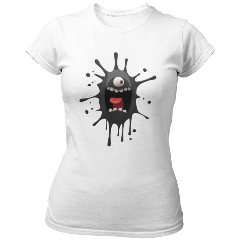 EqualLife Pure Cotton Bio-Washed Chest Printed T-Shirt - Funny Tees - Monster Splat - by ZingerTees-Women-EL9120504-F