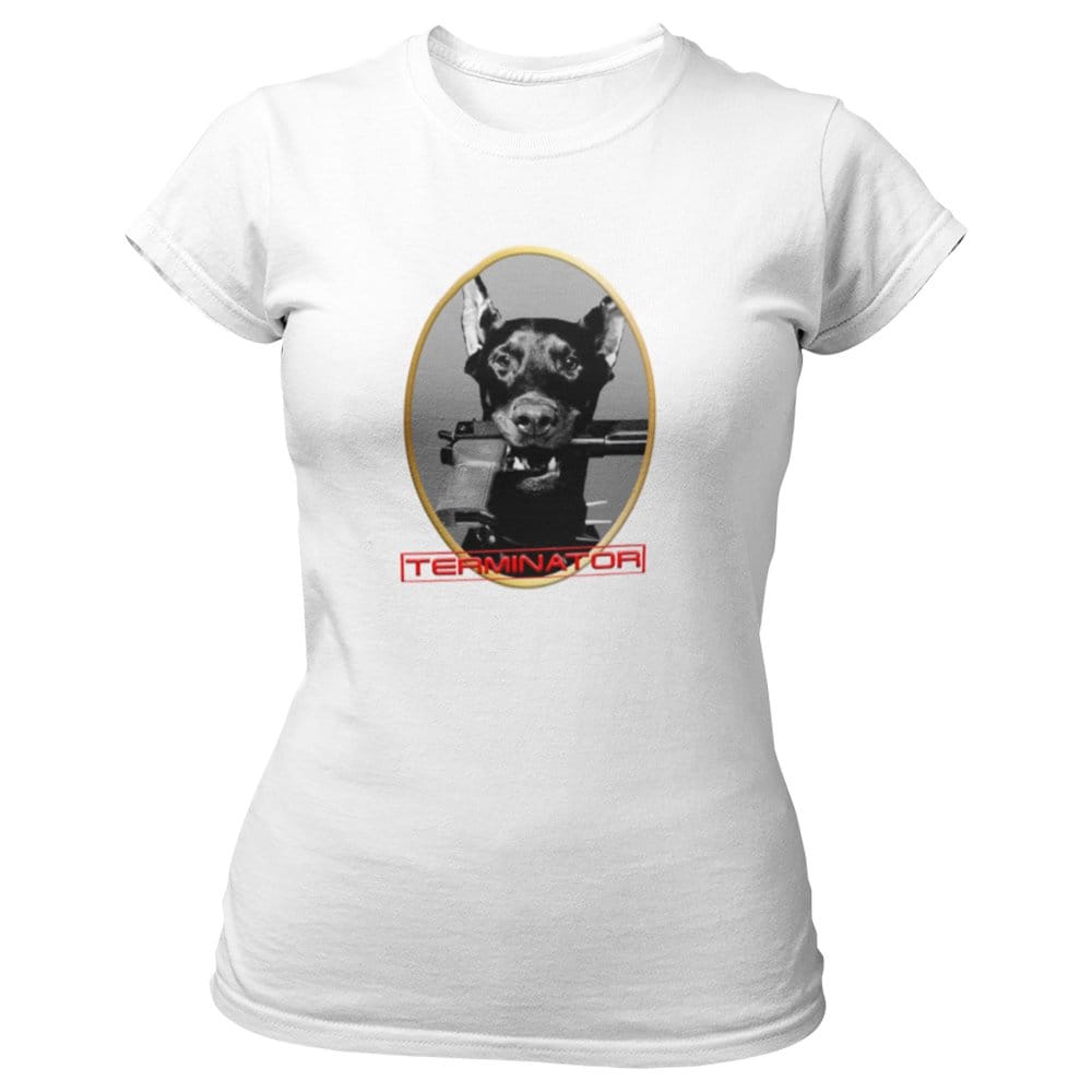 EqualLife Pure Cotton Bio-Washed T-Shirt Chest Printed-Slogan Funny Dog-The Terminator-Design-19-by ZingerTees-Women-EL9120470-F