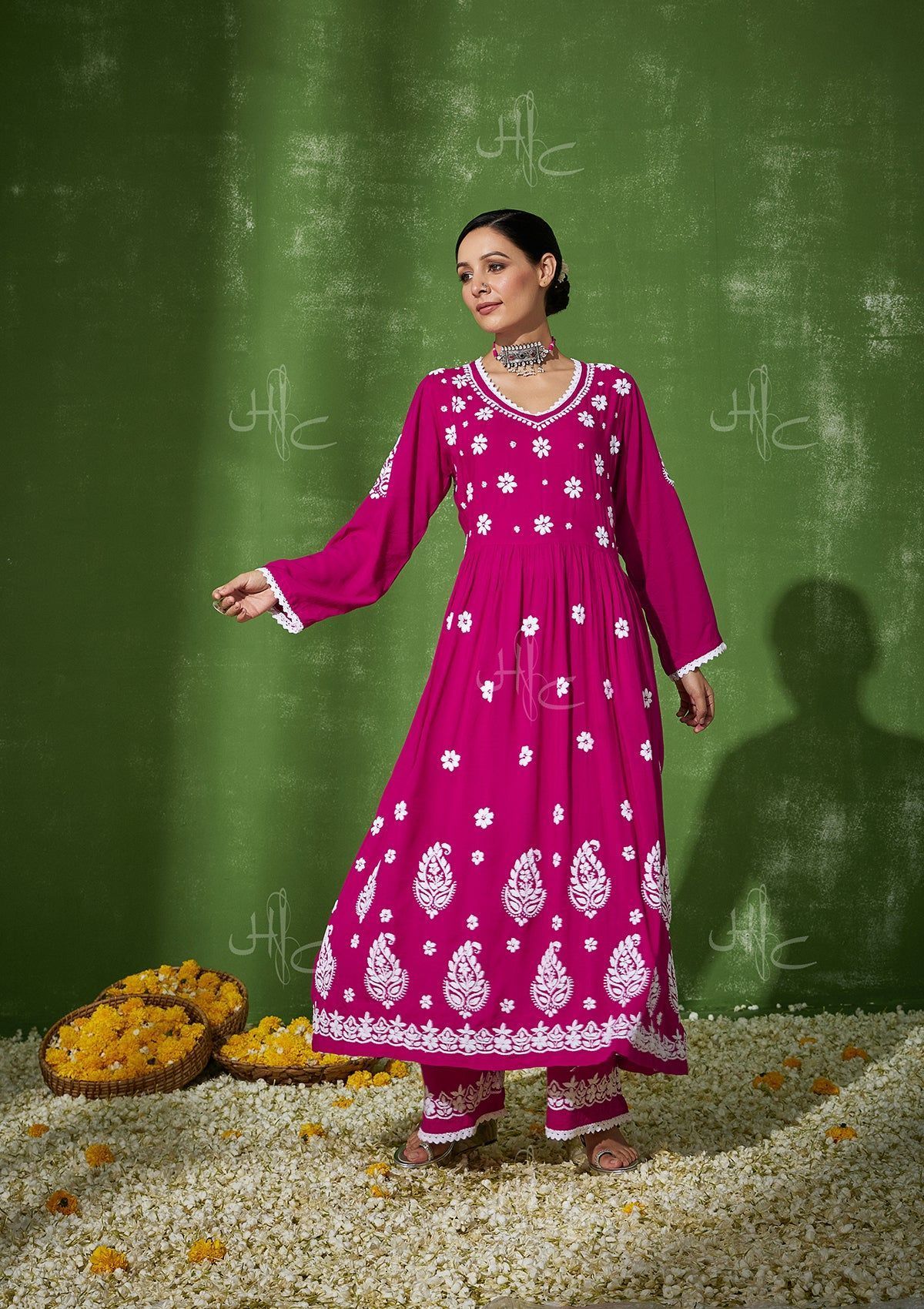 Rabt Chikankari Modal A-Line Gown Set