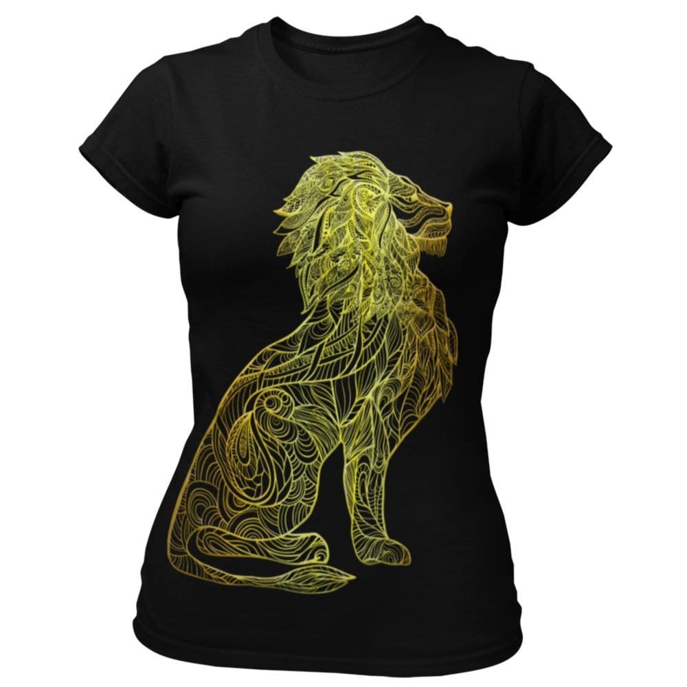 EqualLife Pure Cotton Bio-Washed Chest Printed T-Shirt - Eco Earth - Lion Mandala Design-by ZingerTees-Women-EL9120295-F