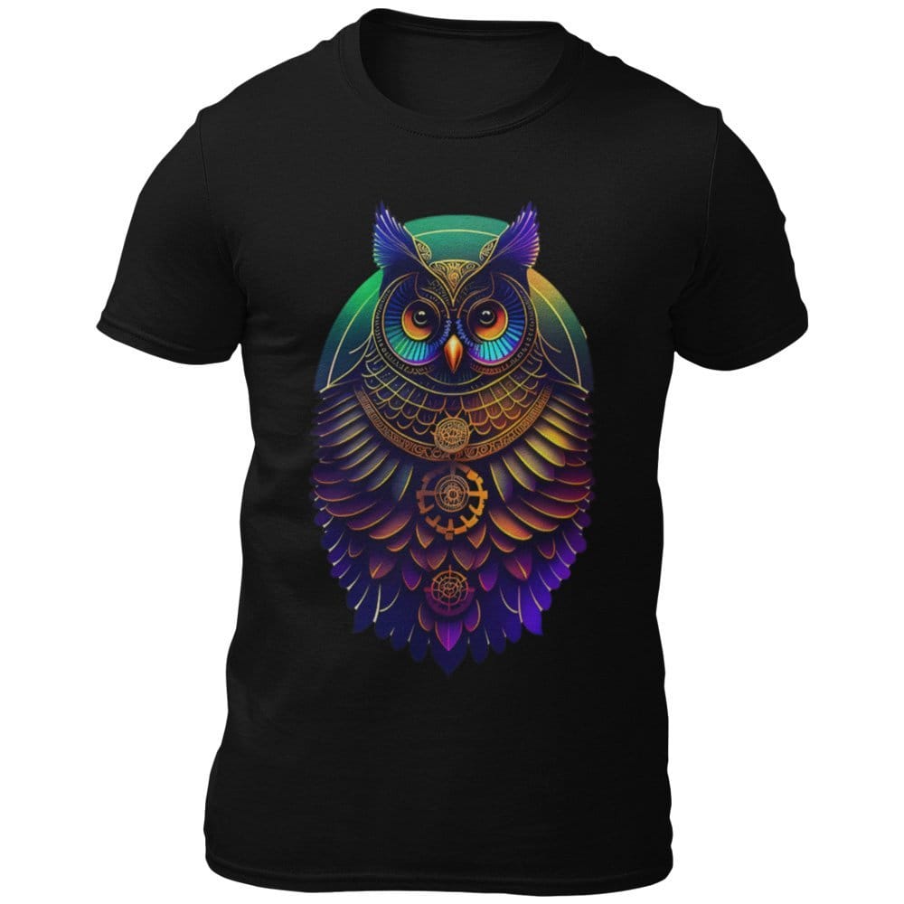EqualLife Pure Cotton Bio-Washed Chest Printed T-Shirt - Eco Earth - Owl Design 1 - by ZingerTees-Men-EL9120503-M