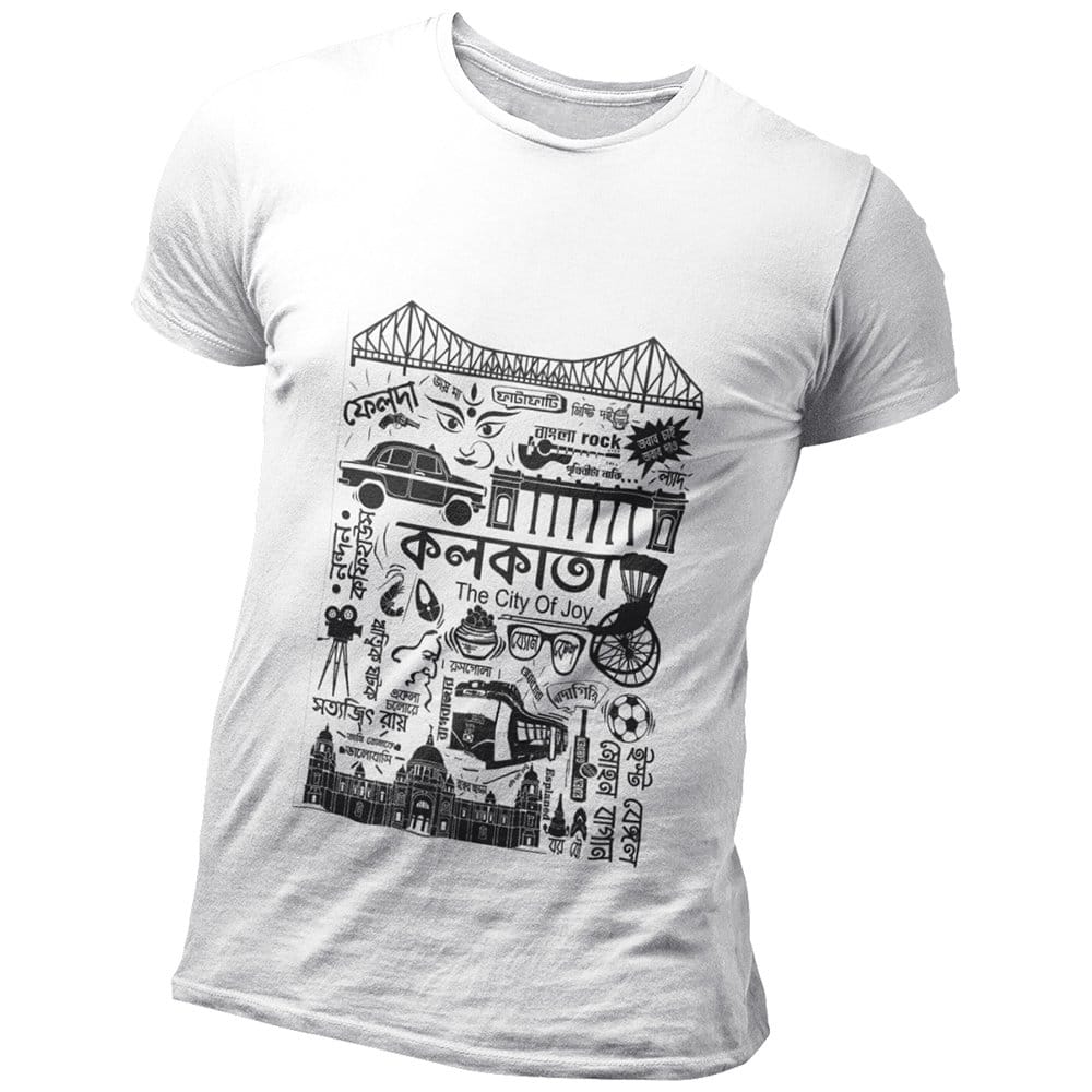 EqualLife Pure Cotton Bio-Washed Chest Printed T-Shirt - City Life - Kolkata City Of Joy - by ZingerTees-Men-EL9120531-M