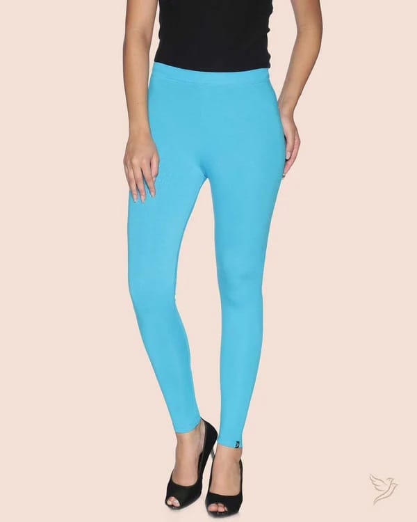 CHINTELS Churidar Ethnic Wear Legging (Light Blue, Solid)