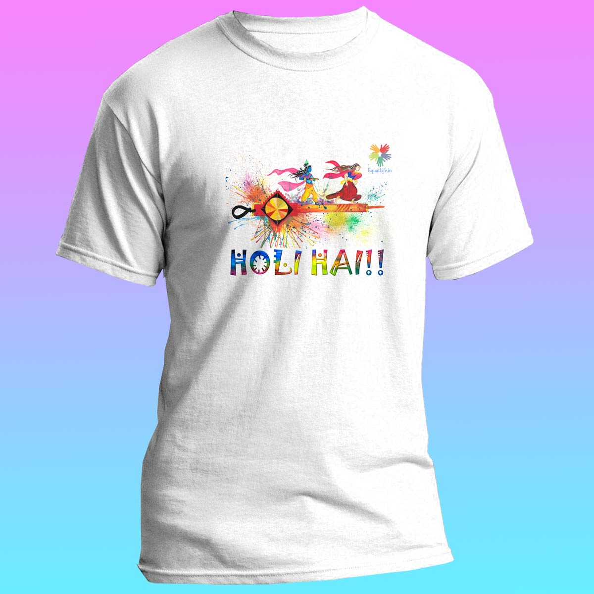 EqualLife Super Dry-fit Printed Jersey T-Shirt-Holi Hai - Radha Krishna-by ZingerTees-Men-EL9120018-M