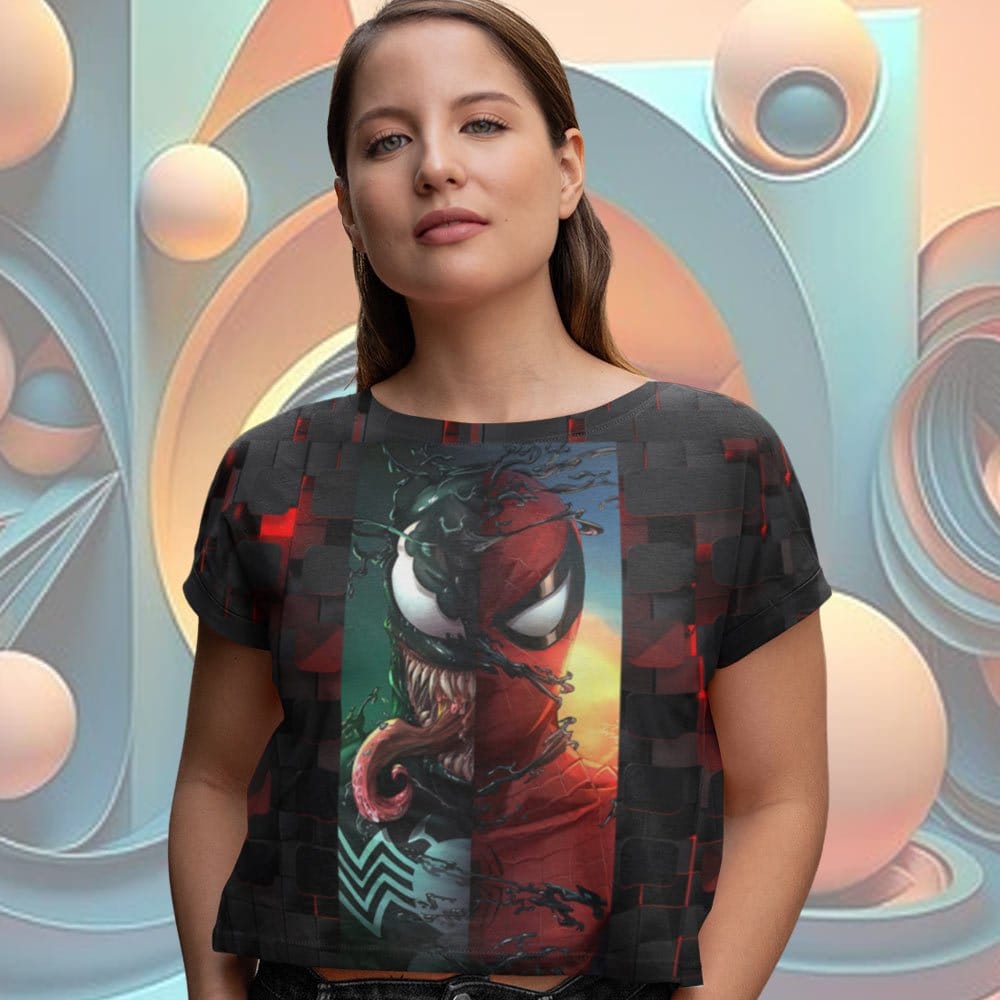 EqualLife Super Dry-fit Printed T-Shirt - Superhero Series - Spiderman Venom Mashup Design No.1-by ZingerTees-Women-EL9120333-F