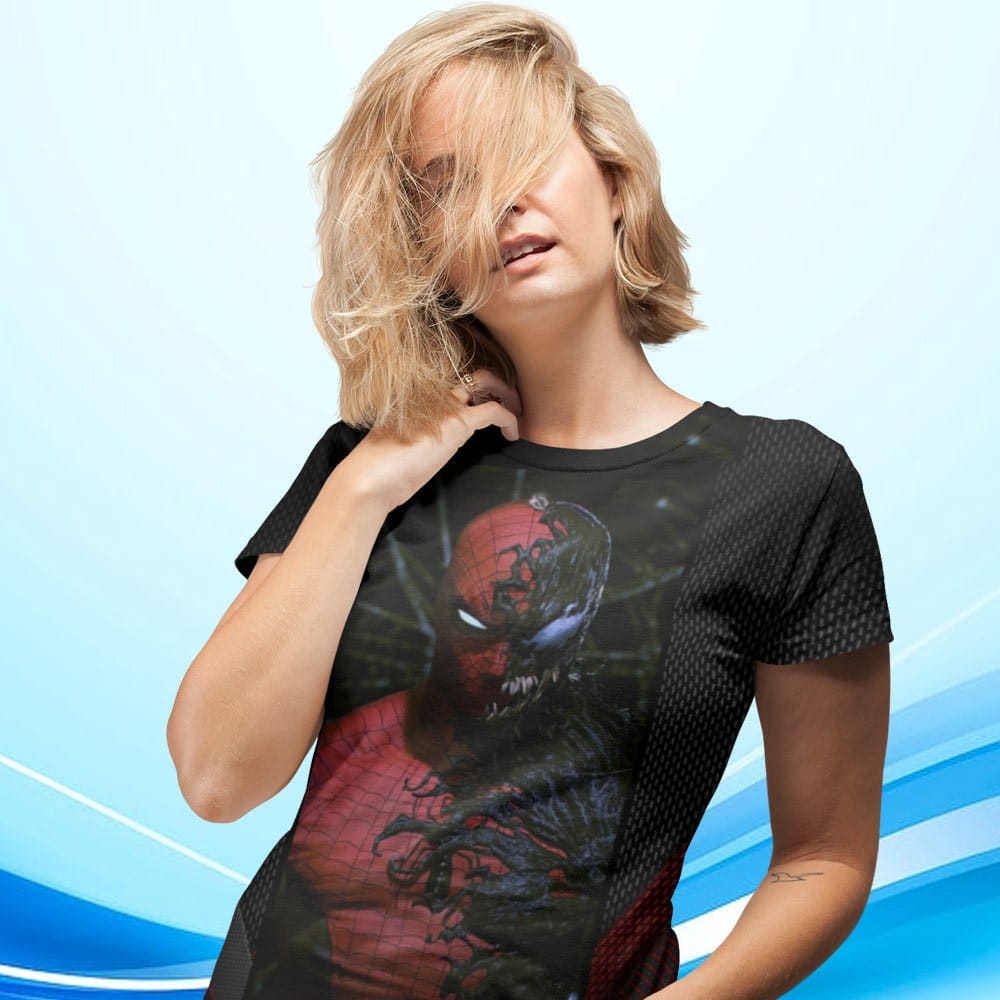 EqualLife Super Dry-fit Printed T-Shirt - Superhero Series - Spiderman Venom Mashup Design No.2-by ZingerTees-Women-EL9120334-F