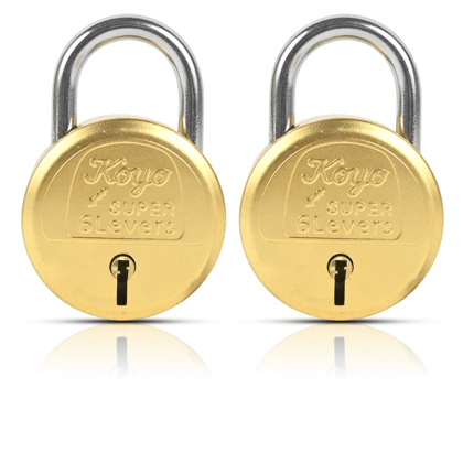Pack of 2 Koyo Super 50mm 6 lever Brass Padlock With 3 brass Keys | Shop Koyo Locks