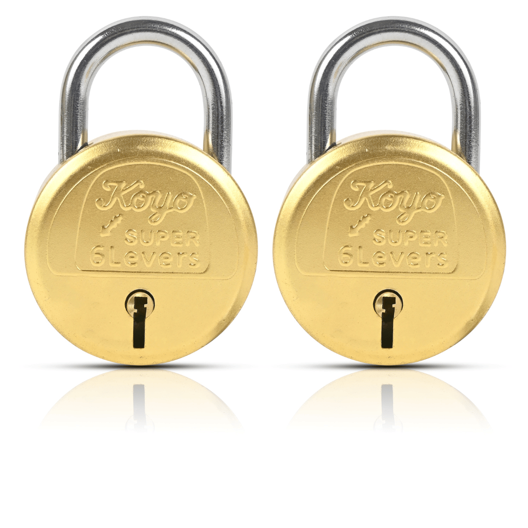 Pack of 2 Koyo Super 50mm 6 lever Brass Padlock With 3 brass Keys | Shop Koyo Locks