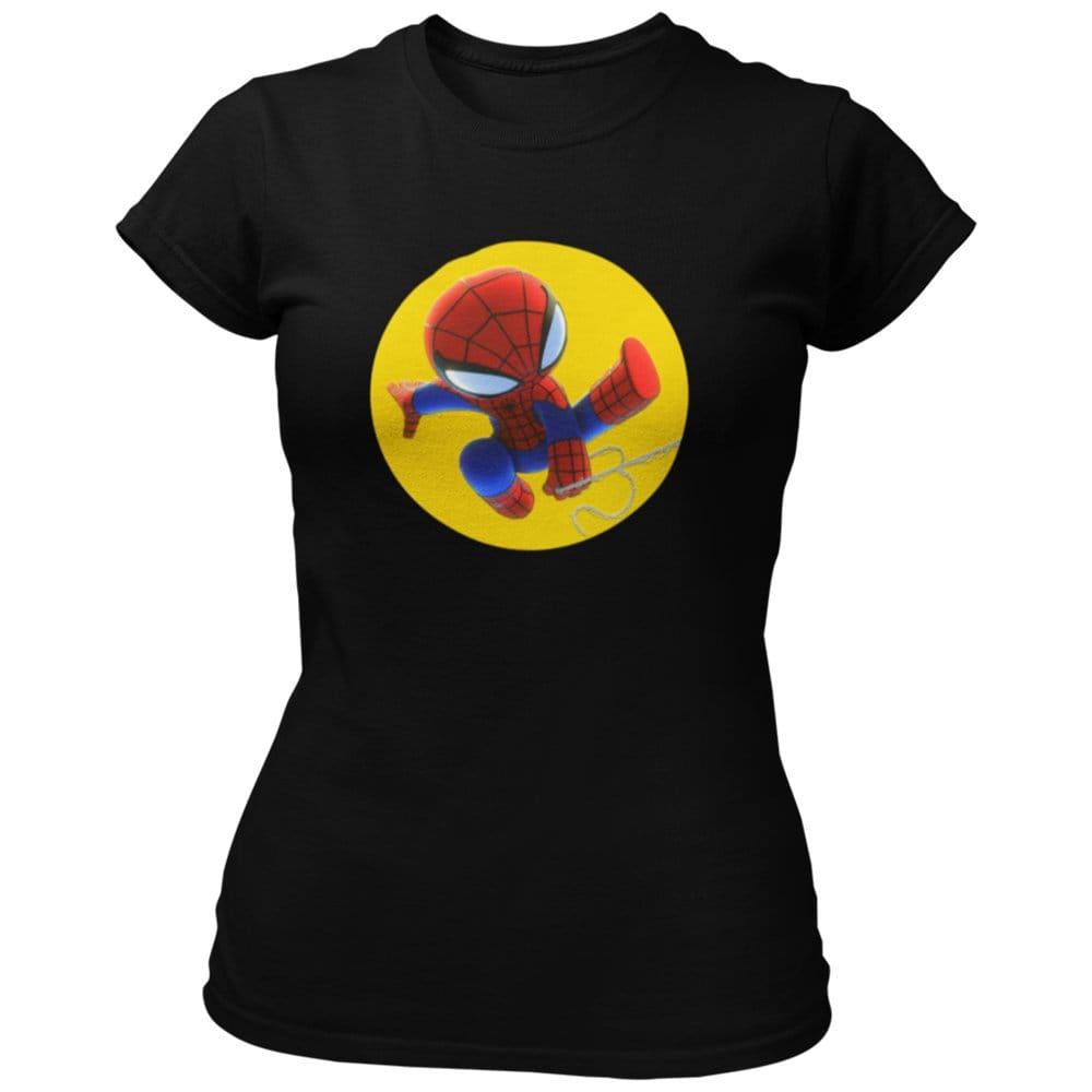 EqualLife Pure Cotton Bio-Washed Chest Printed T-Shirt - Superhero Series - Spidey Web Slinger Design - by ZingerTees-Women-EL9120579-F