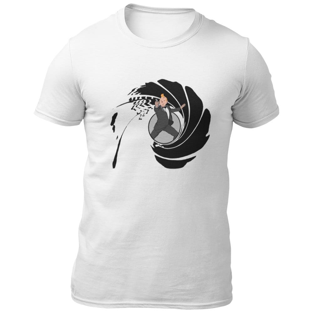 EqualLife Pure Cotton Bio-Washed Chest Printed T-Shirt - Superhero - Tintin The Iconic Agent - by ZingerTees-Men-EL9120593-M