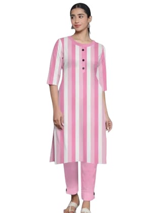  Women's Pink Striped Kurta with Pant Set