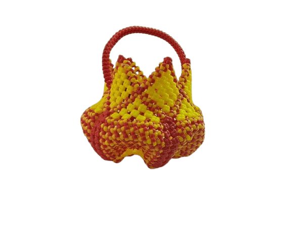 Beaded Handbag with Red and Yellow Wire Buttalu