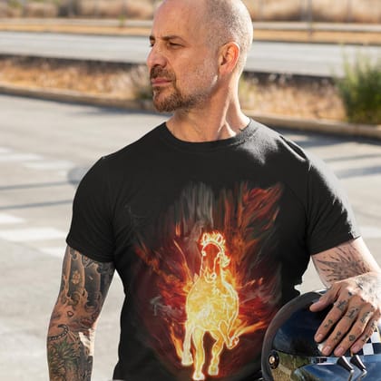 EqualLife Super Dry-fit Printed Jersey T-Shirt Chest Printed-Flame Art Series -2 - Flaming Horse Design for Bikers-by ZingerTees-Men-EL9120158-M EqualLife Super Dry-fit Printed Jersey T-Shirt Chest Printed-Flame Art Series -2 - Flaming Horse Design for Bikers-by ZingerTees-Men-EL9120158-M
