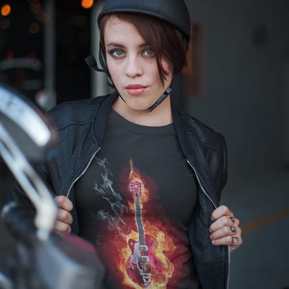 EqualLife Super Dry-fit Printed Jersey T-Shirt Chest Printed-Flame Art Series -4 - Flaming Electric Guitar for Bikers-by ZingerTees-Women-EL9120160-F EqualLife Super Dry-fit Printed Jersey T-Shirt Chest Printed-Flame Art Series -4 - Flaming Electric Guitar for Bikers-by ZingerTees-Women-EL9120160-F