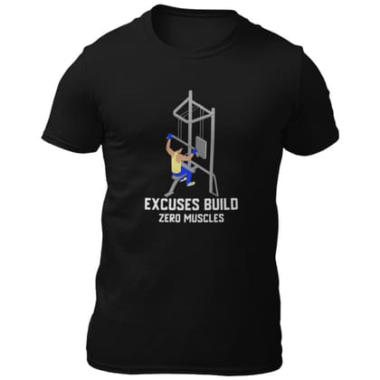 EqualLife Pure Cotton Bio-Washed T-Shirt Chest Printed-Gym Wear Series - 5 - Excuses Build Zero Muscles Design-by ZingerT-Men-EL9120181-M EqualLife Pure Cotton Bio-Washed T-Shirt Chest Printed-Gym Wear Series - 5 - Excuses Build Zero Muscles Design-by ZingerT-Men-EL9120181-M