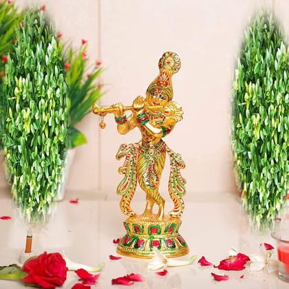 Multicolor Lord Krishna Metal Statue,Krishna Idol Murti Playing Flute for Temple Pooja,Decor Your Home,Office & Showpiece Figurines Gift Article,Religious Idol Multicolor Lord Krishna Metal Statue,Krishna Idol Murti Playing Flute for Temple Pooja,Decor Your Home,Office & Showpiece Figurines Gift Article,Religious Idol