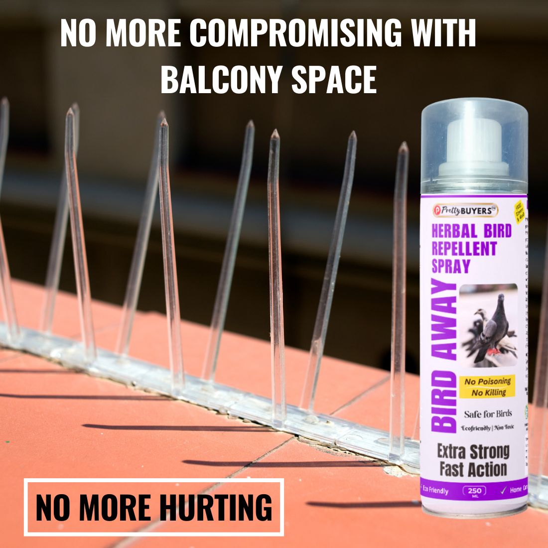 PrettyBUYERS Herbal Bird Repellent Spray | Pigeon Repellent Spray For Balconoy & Roof | 250 ML (Pack Of 1)