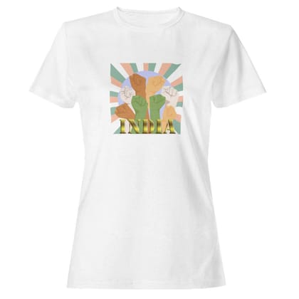 EqualLife Pure Cotton Bio-Washed T-Shirt Chest Printed-Celebrate India Series - New And Powerful India Design-by ZingerTees-Women-EL9120250-F EqualLife Pure Cotton Bio-Washed T-Shirt Chest Printed-Celebrate India Series - New And Powerful India Design-by ZingerTees-Women-EL9120250-F