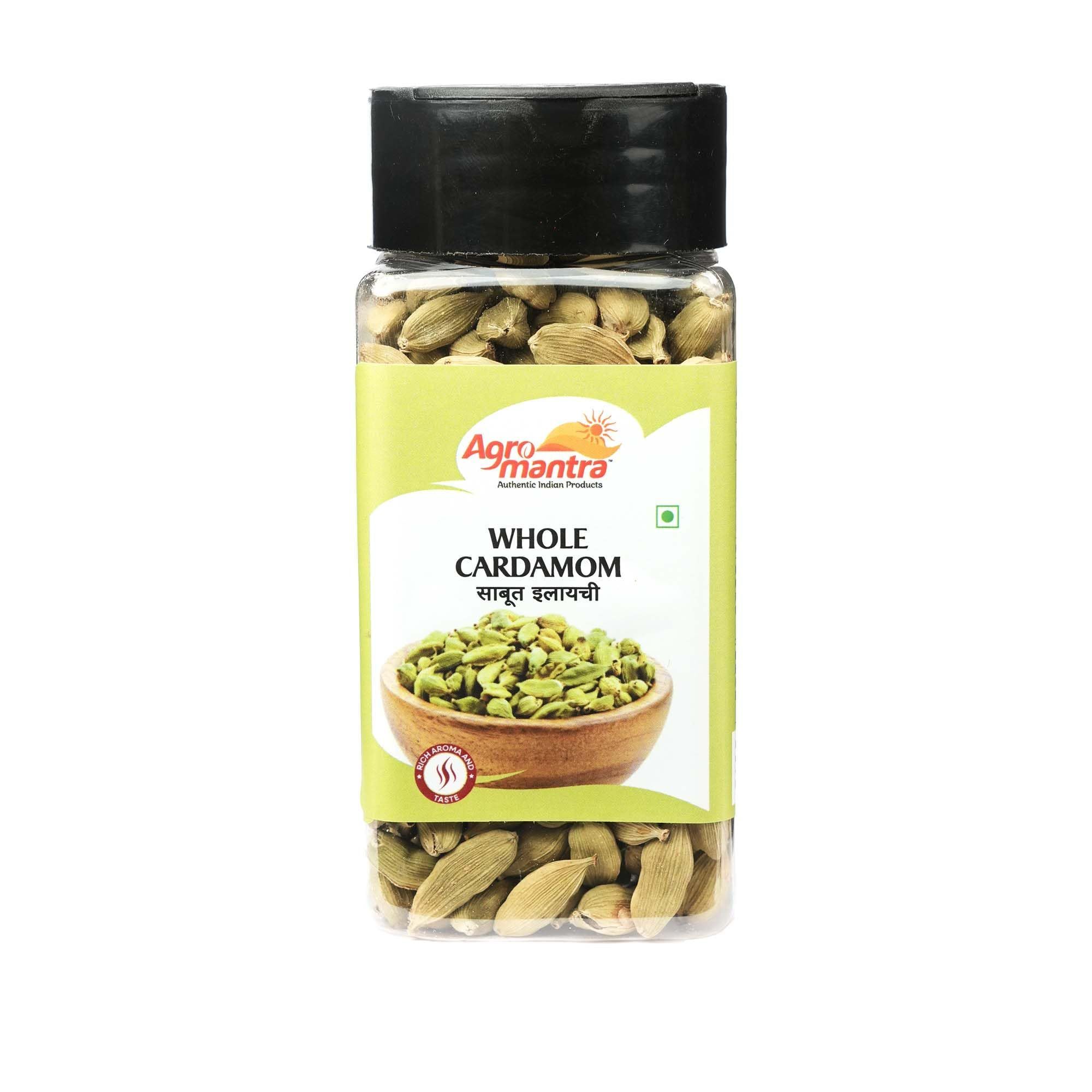 Agro Mantra Whole Cardamom 100g Jar | Rich & Aromatic Green Cardamom | Sourced from Kerala | Perfect for Kheer, Chai, Biryanis & Curries | Fresh & Versatile Indian Spice (pack of 2)