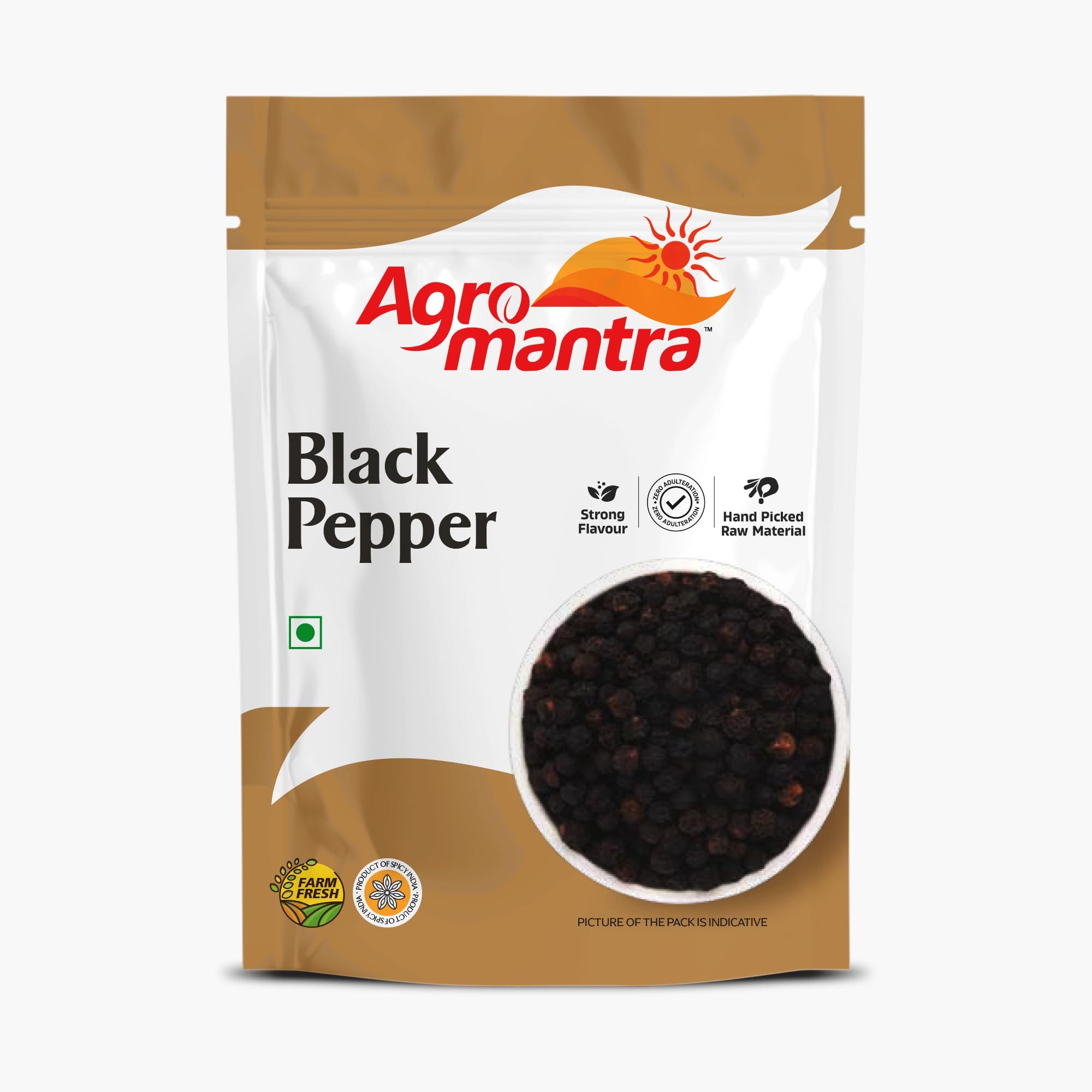 Agro Mantra Black Pepper | Sourced from Kerala | Robust Flavor & Intense Aroma | Perfect for Curries, Soups, Marinades & Chaat Masala | Vegetarian & Preservative-Safe (pack of 3)