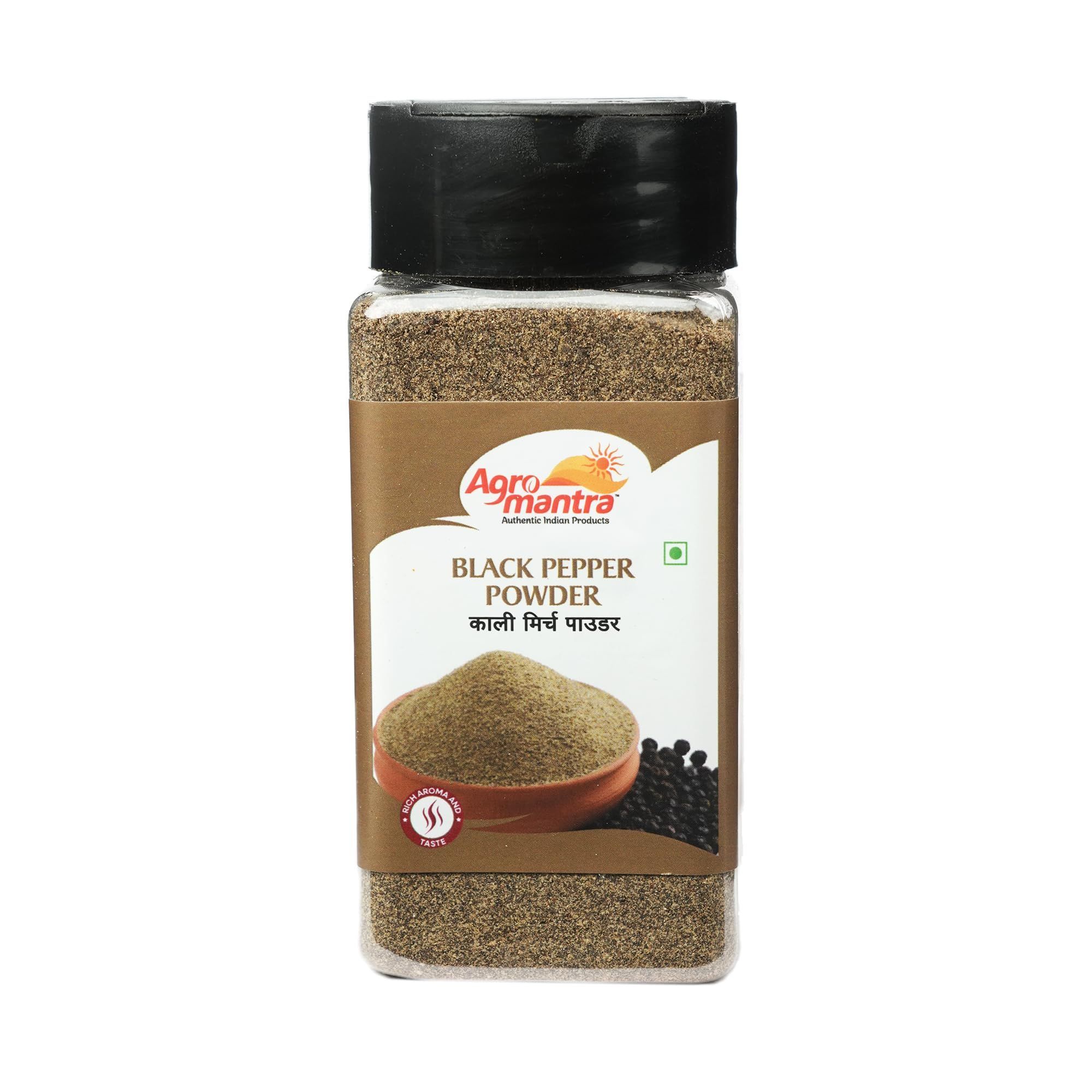 Agro Mantra Aromatic Black Pepper Powder | Sourced from Kerala | Finely Ground for Seamless Blending | Perfect for Curries, Soups, Marinades & Seasoning | Preservative-Safe (pack of 3)