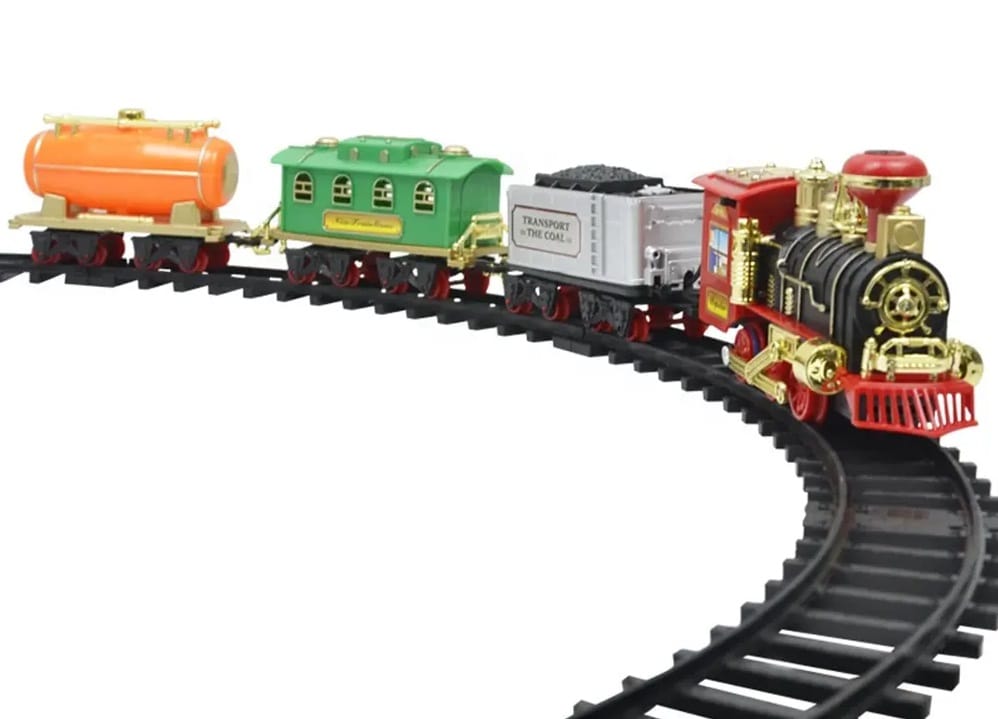 KTRS ENTERPRISE Electric Classical Rail Train Set Light and Sound Smoke Simulation Retro Small Train Model Toy