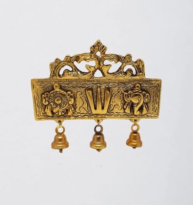 Metal Tirupati Balaji Shankh Chakra Namah Door Hanging with 3 Bells for Home ,Office & Room, Showpiece Figurines, Religious Idol Metal Tirupati Balaji Shankh Chakra Namah Door Hanging with 3 Bells for Home ,Office & Room, Showpiece Figurines, Religious Idol