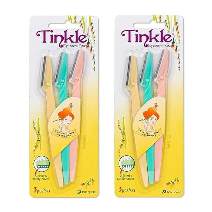 Tinkle Eyebrow Razor for Women, Reusable & Biodegradable/Quick & Easy Facial Hair Removal At Home Women Face Razor/Razor For Face & Eyebrow 6 Pieces with Safety Cover