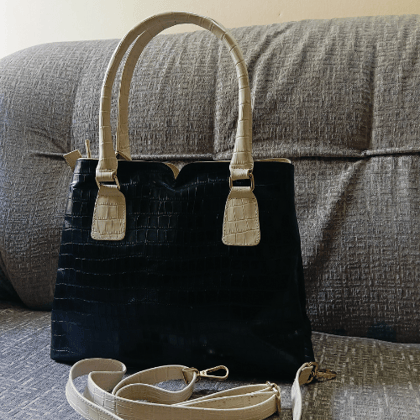 Elegance Croco Handbag - Black