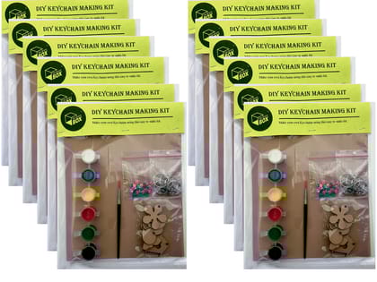 The brown box MDF Keychain Making Kit Pack of 12, Art and Craft, DIY Painting Activity for Boys and Girls, Return Gift,Christmas Gift